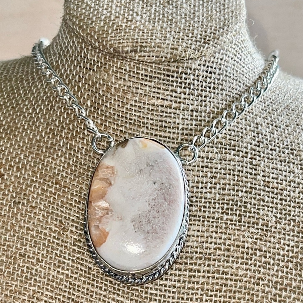 Peach Scolecite “Inner Peace Stone” Pendant Necklace - Picture 11 of 14